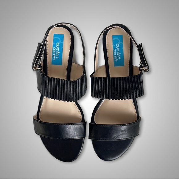 { Comfort Corner } - Fluted Strap Wedge Sandals - Picture 2 of 5